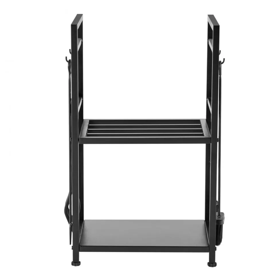 VEVOR Indoor Firewood Rack, 1.3 ft 2-Tier Firewood Holder with Fireplace Tools, Brush, Shovel, Poker, Tongs, Heavy Duty Log Wood Rack, 400 lbs Weight Capacity, Wood Pile Storage Stacker for Fire Pit