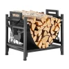 VEVOR Indoor Firewood Rack, 1.5 ft Curved Log Holder with Canvas Carrier, 40lb Weight Capacity Wood Storage Stand, Powder-Coated Steel Firewood Holder, Heavy Duty Wood Pile Stacker Rack for Fireplace