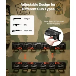 VEVOR Indoor Gun Rack, Heavy Duty Steel, Wall Mount Rifle and Shotgun Rack, 8 Slots for Long Guns, Gun Display Rifle Storage Holder with Screws, for Home Garage Office Retail Shop Hunting Cabin Wall