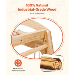 VEVOR Indoor Jungle Gym, 7-in-1 Toddler Indoor Playground, 43 x 47.2 x 47 inch, with Wood and Rope Ladder, Net Ladder, Swing, Monkey Bar, Slide, Climbing Wall, Wooden Indoor Climbing Toys for Kids