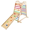 VEVOR Indoor Playground Jungle Gym, 4-in-1 Wooden Indoor Playground Climbing Toys for Kids, Montessori Toddlers Climber Playset with Climbing Rock, Slide, Wooden Ladder & Gym Rings, 220LBS Loading