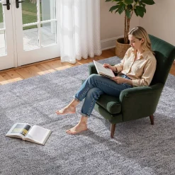 VEVOR Indoor Plush Area Rugs, 5 x 8 ft Soft Plush Carpet, Furry Shag Area Rugs for Living Room, Bedroom, Sunroom, Modern Home Decor Aesthetic, Non-Shedding, Non-Woven, Slip-Resistant, Dark Gray