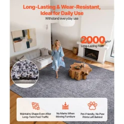 VEVOR Indoor Plush Area Rugs, 5 x 8 ft Soft Plush Carpet, Furry Shag Area Rugs for Living Room, Bedroom, Sunroom, Modern Home Decor Aesthetic, Non-Shedding, Non-Woven, Slip-Resistant, Dark Gray