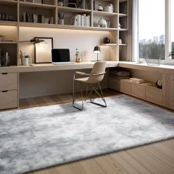 VEVOR Indoor Plush Area Rugs, 6 x 9 ft Soft Plush Carpet, Furry Shag Area Rugs for Living Room, Bedroom, Modern Home Decor Aesthetic Long-Pile Rug, Non-Shedding, Slip-Resistant, Tie-Dye Light Gray