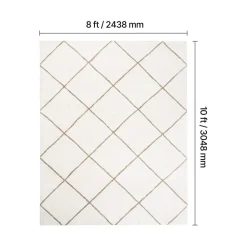VEVOR Indoor Plush Area Rugs, 8 x 10 ft Plush Carpet, Area Rugs Furry with Long Plushs Pile, Thick & Durable High-Pile Rug for High-Traffic Areas, Bedroom, Non-Shedding & Non-Slip Backing, Beige