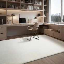 VEVOR Indoor Plush Area Rugs, 8 x 10 ft Soft Plush Carpet, Furry Shag Area Rugs for Living Room, Bedroom, Sunroom, Modern Home Decor Aesthetic, Non-Shedding, Non-Woven, Slip-Resistant, Ivory White