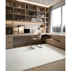 VEVOR Indoor Plush Area Rugs, 8 x 10 ft Soft Plush Carpet, Furry Shag Area Rugs for Living Room, Bedroom, Sunroom, Modern Home Decor Aesthetic, Non-Shedding, Non-Woven, Slip-Resistant, Ivory White