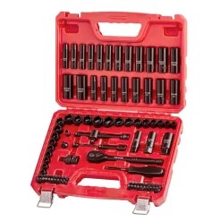 VEVOR 1 in Drive Impact Socket Set, 21 Piece, 6 Point Shallow Impact Sockets, SAE (1-5/8 in to 3-1/8 in), with 8 in & 18 in Extension Bars, 24 in Ratchet, Cr-V Steel, Size Marking, and Carrying Case