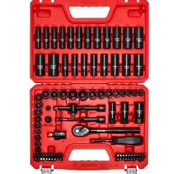 VEVOR 3/8 in Drive Impact Socket Set, 96 Piece, 6 Point Deep & Shallow Impact Sockets, SAE (5/16 in to 3/4 in) and Metric (8 to 22 mm) Sizes with 3 in & 6 in Extension Bars, Cr-V Steel, Carrying Case
