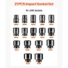 VEVOR 3/4 in Drive Impact Socket Set, 21 Pieces SAE 3/4 in to 2 in, 6 Point Cr-V Alloy Steel for Auto Repair, Easy-to-Read Size Markings, Includes Extension Bars, Ratchet Handle and Storage Case
