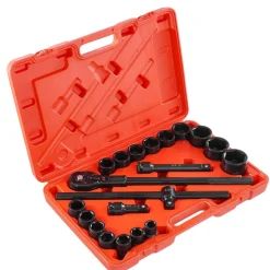 VEVOR 3/4 in Drive Impact Socket Set, 21 Pieces SAE 3/4 in to 2 in, 6 Point Cr-V Alloy Steel for Auto Repair, Easy-to-Read Size Markings, Includes Extension Bars, Ratchet Handle and Storage Case
