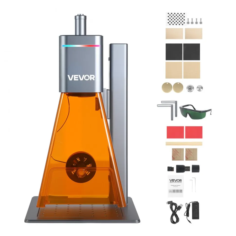 VEVOR 2-in-1 Dual Laser Engraver, 10,000 mm/s High Speed, Portable 20W Blue and 2W IR Laser Engraving Machine, 6.3 x 5.5 in Engraving Area, Manual & Auto Focus, DIY Engraver Tool, for Wood Acrylic