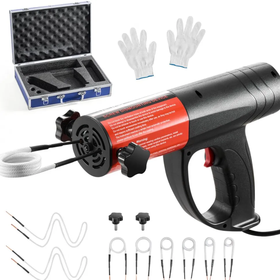 VEVOR Induction Heater Bolt Removal, 1500W 110V Magnetic Induction Heater Kit, Handheld Nut Buster Tool for Rusty Screw Removing, Car Garage Repairing Tools with 8 Coil and Box