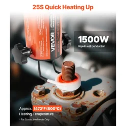 VEVOR Induction Heater Bolt Removal, 1500W 110V Magnetic Induction Heater Kit, Handheld Nut Buster Tool for Rusty Screw Removing, Car Garage Repairing Tools with 8 Coil and Box