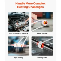 VEVOR Induction Heater Bolt Removal, 1100W 110V Magnetic Induction Heater Kit, Handheld Nut Buster Tool for Rusty Screw Removing, Car Garage Repairing Tools with 3 Coil