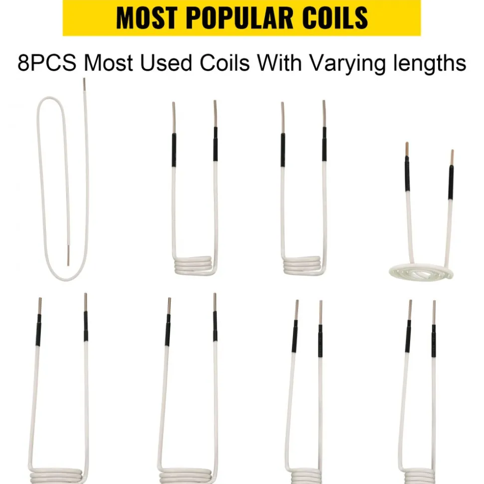 VEVOR Induction Heater Coil Kit 8PCS Most Used Induction Heater Coils with Varying Lengths, Heat Resistant Induction Heater Tool with Flexibility and Long Lifespan For Removing Rusty Bolts and Nuts