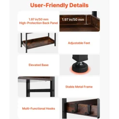 VEVOR Industrial Bookshelf, 6-Tier, Vintage Ladder Shelf Bookshelves and Bookcases, with Metal Frame, Book Organizer with Open Shelves, for Living Room, Bedroom, Kitchen, Home Office, Rustics Brown