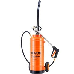 VEVOR Industrial Concrete Sprayer with Wheeled Cart, 3.5 Gallon Stainless Steel Sprayer, Heavy Duty Tri-Poxy Pump Sprayers, 20.5