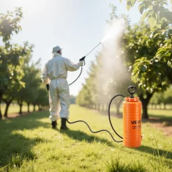 VEVOR Industrial Concrete Sprayer, 3.5 Gallon Stainless Steel Sprayer, Heavy Duty Tri-Poxy Pump Sprayers, 20.5"Wand with Ergonomic Gun Handle, 48"& 120"Hose, 2 Brass Nozzles for Construction, Garden