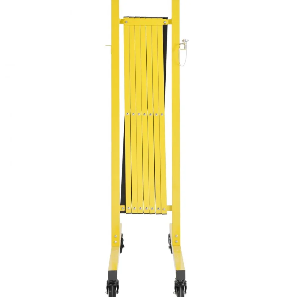 VEVOR Industrial Expandable Barricade, 12FT Expandable Safety Barrier, Flaxible Mobile Barricade with Locking Casters, Portable Folding Security Gate Traffic Fence for Driveway Warehouse Elevator