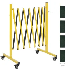 VEVOR Industrial Expandable Barricade, 12FT Expandable Safety Barrier, Flaxible Mobile Barricade with Locking Casters, Portable Folding Security Gate Traffic Fence for Driveway Warehouse Elevator