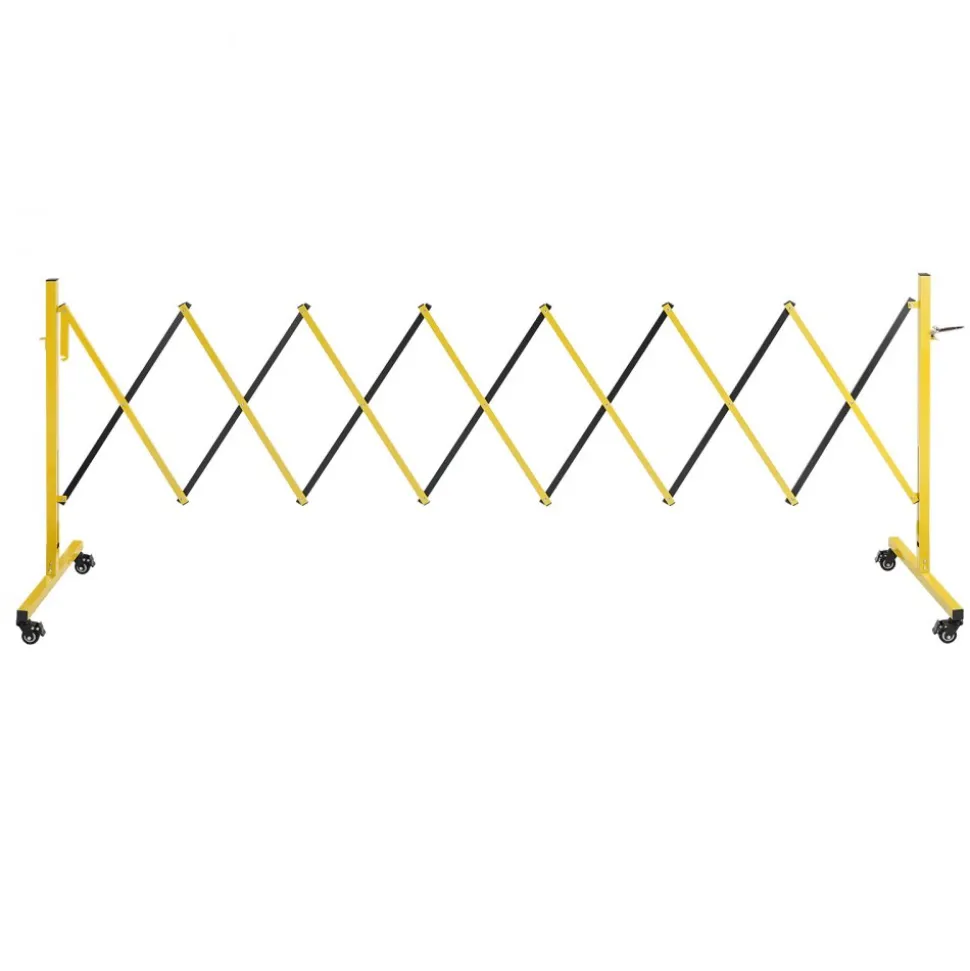VEVOR Industrial Expandable Barricade, 12FT Expandable Safety Barrier, Flaxible Mobile Barricade with Locking Casters, Portable Folding Security Gate Traffic Fence for Driveway Warehouse Elevator