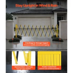VEVOR Industrial Expandable Barricade, 13FT Expandable Safety Barrier, Flaxible Mobile Barricade with Locking Casters, Portable Folding Security Gate Traffic Fence for Driveway Warehouse Elevator