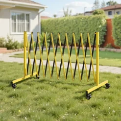 VEVOR Industrial Expandable Barricade, 13FT Expandable Safety Barrier, Flaxible Mobile Barricade with Locking Casters, Portable Folding Security Gate Traffic Fence for Driveway Warehouse Elevator