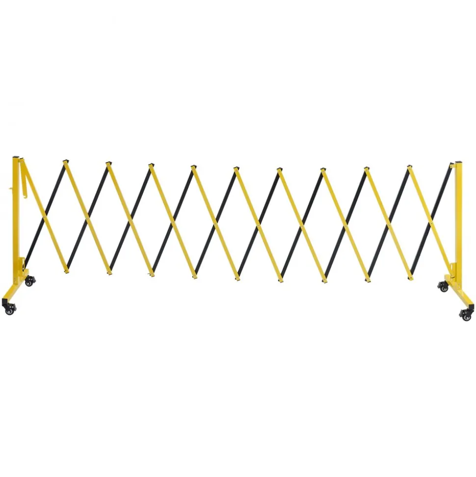 VEVOR Industrial Expandable Barricade, 13FT Expandable Safety Barrier, Flaxible Mobile Barricade with Locking Casters, Portable Folding Security Gate Traffic Fence for Driveway Warehouse Elevator