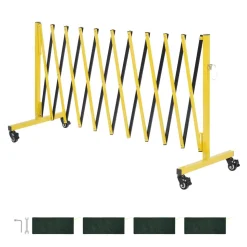 VEVOR Industrial Expandable Barricade, 13FT Expandable Safety Barrier, Flaxible Mobile Barricade with Locking Casters, Portable Folding Security Gate Traffic Fence for Driveway Warehouse Elevator