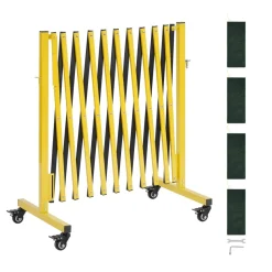 VEVOR Industrial Expandable Barricade, 13FT Expandable Safety Barrier, Flaxible Mobile Barricade with Locking Casters, Portable Folding Security Gate Traffic Fence for Driveway Warehouse Elevator