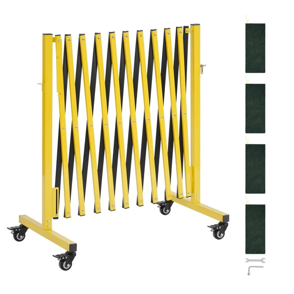 VEVOR Industrial Expandable Barricade, 13FT Expandable Safety Barrier, Flaxible Mobile Barricade with Locking Casters, Portable Folding Security Gate Traffic Fence for Driveway Warehouse Elevator