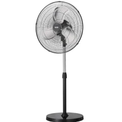 VEVOR Industrial Pedestal Fan, 20 Inch 90-Degree Oscillating Fan, Height Adjustable Standing Fans with 3 Adjustable Speeds, High Power Fans for Warehouse,Garage,Commercial, Black