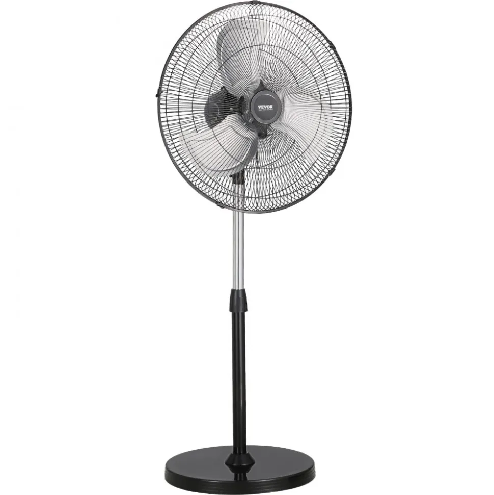 VEVOR Industrial Pedestal Fan, 20 Inch 90-Degree Oscillating Fan, Height Adjustable Standing Fans with 3 Adjustable Speeds, High Power Fans for Warehouse,Garage,Commercial, Black