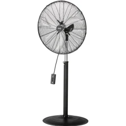 VEVOR Industrial Pedestal Fan, 24 Inch 85-Degree Oscillating Fan, Height Adjustable Standing Fans with 3 Adjustable Speeds, High Power Fans for Warehouse,Garage,Commercial, Black