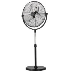 VEVOR Industrial Pedestal Fan, 18 Inch Standing Fan with 45.3 to 57.9 Inches Adjustable Height, Floor Fans with 3 Adjustable Speeds, High Power Fans for Warehouse,Garage,Commercial,Residential, Black