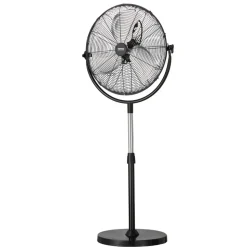 VEVOR Industrial Pedestal Fan, 18 Inch Standing Fan with 45.3 to 57.9 Inches Adjustable Height, Floor Fans with 3 Adjustable Speeds, High Power Fans for Warehouse,Garage,Commercial,Residential, Black