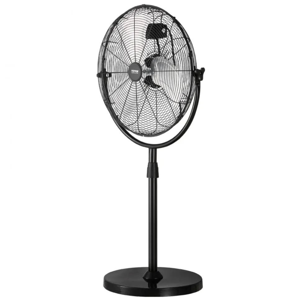 VEVOR Industrial Pedestal Fan, 18 Inch Standing Fan with 45.3 to 57.9 Inches Adjustable Height, Floor Fans with 3 Adjustable Speeds, High Power Fans for Warehouse,Garage,Commercial,Residential, Black