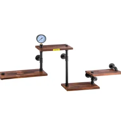 VEVOR Industrial Pipe Shelving, Pipe Shelves with 4-Tier Wood Planks, Rustic Floating Shelves Wall Mounted, Wall Shelf DIY Bookshelf for Bar Kitchen Bathroom Farmhouse Living Room, 51x25x9 inch