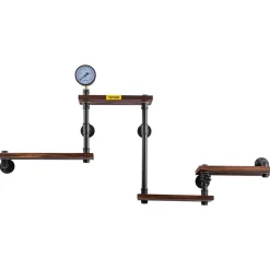 VEVOR Industrial Pipe Shelving, Pipe Shelves with 4-Tier Wood Planks, Rustic Floating Shelves Wall Mounted, Wall Shelf DIY Bookshelf for Bar Kitchen Bathroom Farmhouse Living Room, 51x25x9 inch