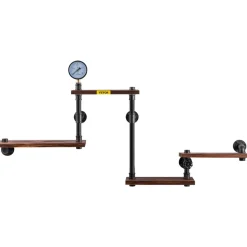 VEVOR Industrial Pipe Shelving, Pipe Shelves with 4-Tier Wood Planks, Rustic Floating Shelves Wall Mounted, Wall Shelf DIY Bookshelf for Bar Kitchen Bathroom Farmhouse Living Room, 51x25x9 inch