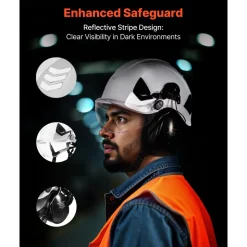 VEVOR Industrial Safety Helmet, ANSI/ISEA Z89.1 Approved ABS Hard Hat with Visor & Earmuffs, 6-Point Ratchet Suspension, Adjustable Vented Hardhat for Men & Women, for Outdoor Construction Workwear