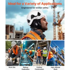 VEVOR Industrial Safety Helmet, ANSI/ISEA Z89.1 Approved ABS Hard Hat with Visor & Earmuffs, 6-Point Ratchet Suspension, Adjustable Vented Hardhat for Men & Women, for Outdoor Construction Workwear