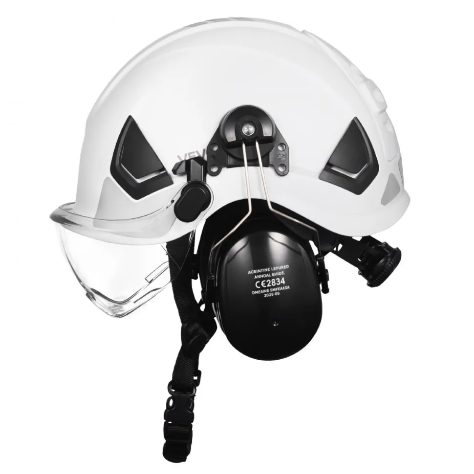 VEVOR Industrial Safety Helmet, ANSI/ISEA Z89.1 Approved ABS Hard Hat with Visor & Earmuffs, 6-Point Ratchet Suspension, Adjustable Vented Hardhat for Men & Women, for Outdoor Construction Workwear