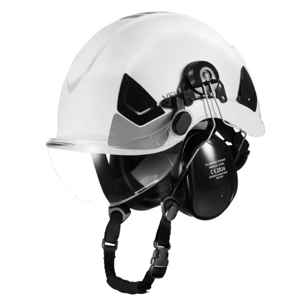VEVOR Industrial Safety Helmet, ANSI/ISEA Z89.1 Approved ABS Hard Hat with Visor & Earmuffs, 6-Point Ratchet Suspension, Adjustable Vented Hardhat for Men & Women, for Outdoor Construction Workwear