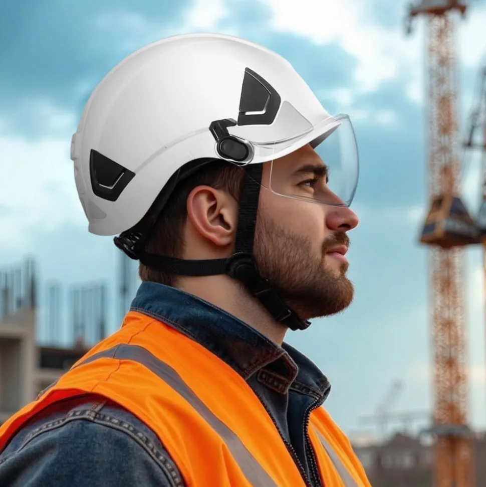 VEVOR Industrial Safety Helmet, ANSI/ISEA Z89.1 Approved ABS Hard Hat with Visor & 6-Point Ratchet Suspension, Adjustable Vented Hardhat for Men & Women, for Outdoor and Indoor Construction Workwear
