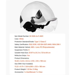 VEVOR Industrial Safety Helmet, ANSI/ISEA Z89.1 Approved ABS Hard Hat with Visor & 6-Point Ratchet Suspension, Adjustable Vented Hardhat for Men & Women, for Outdoor and Indoor Construction Workwear