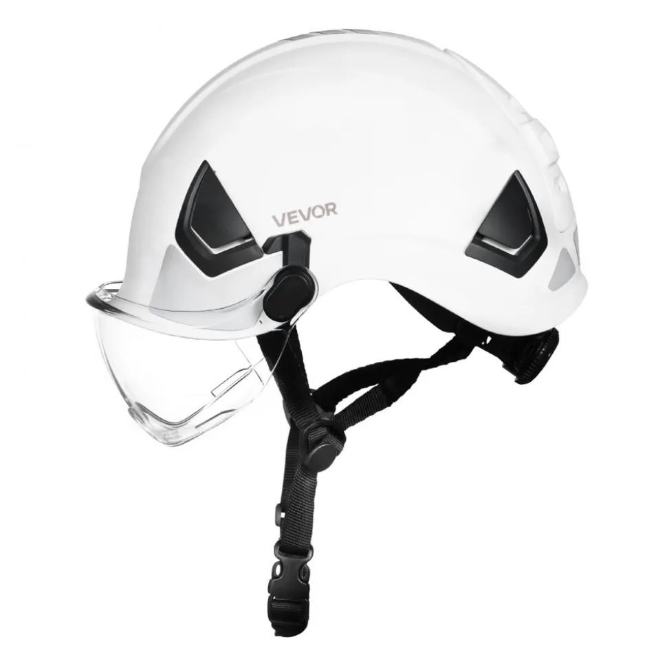 VEVOR Industrial Safety Helmet, ANSI/ISEA Z89.1 Approved ABS Hard Hat with Visor & 6-Point Ratchet Suspension, Adjustable Vented Hardhat for Men & Women, for Outdoor and Indoor Construction Workwear