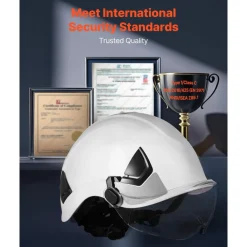 VEVOR Industrial Safety Helmet, ANSI/ISEA Z89.1 Approved ABS Hard Hat with Visor & 6-Point Ratchet Suspension, Adjustable Vented Hardhat for Men & Women, for Outdoor and Indoor Construction Workwear