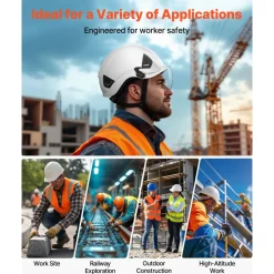 VEVOR Industrial Safety Helmet, ANSI/ISEA Z89.1 Approved ABS Hard Hat with Visor & 6-Point Ratchet Suspension, Adjustable Vented Hardhat for Men & Women, for Outdoor and Indoor Construction Workwear